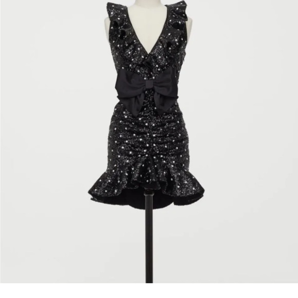 GIAMBATTISTA VALLI x H&M Black Sequin Dress SIZE 8 - Picture 5 of 7